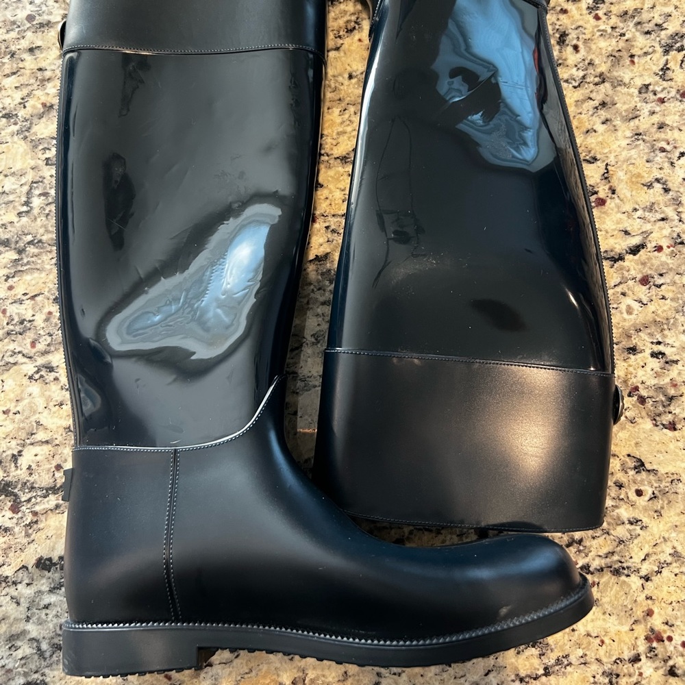 Sloosh premium rain boots, dark blue glossy, good condition, made in Italy